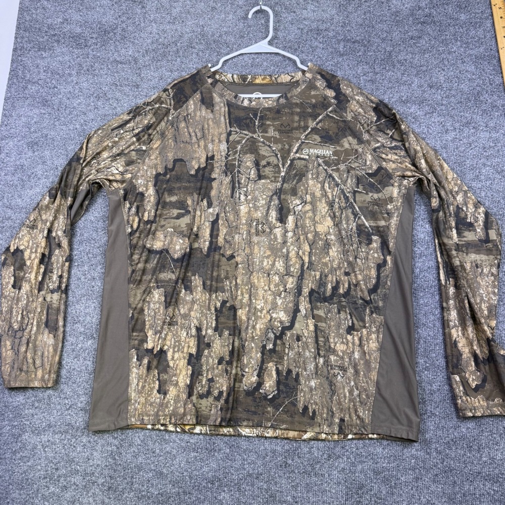 Magellan Outdoors Mens Realtree Timber Camo Long Sleeve Performance Shirt 2XL